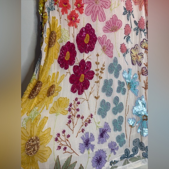 Free People Jewel Embellished Beaded Colorful T Shirt Mini Dress M - Picture 7 of 13